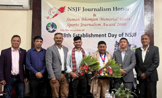 अग्रज खेलपत्रकार बोगटी र युवा पत्रकार सुबेदी सम्मानित
