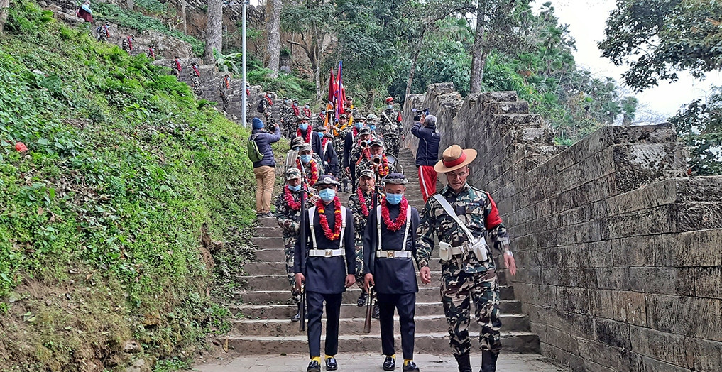 पुष २१ गतेदेखि  नेपाली सेनाले गोरखाबाट एकिकरण पदयात्रा काठमाण्डौ हनुमान ढोका दरवार सम्म पुग्ने