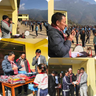 श्री माझथर माध्यमिक विधालयका विधार्थीहरूलाई न्यानो कपडा तथा छात्रवृत्ति प्रदान