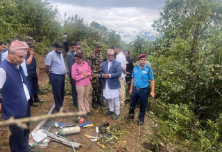  नागरिक उड्डयनमन्त्री पाण्डे हेलिकोप्टर दुर्घटनास्थल निरीक्षणमा