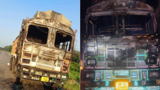 पक्राउ परेका प्रसाईलाई रिहाईको माग गर्दै झापामा दुई ट्रकमा आगजनी  गर्ने ९ जना पक्राउ 