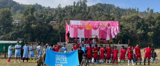 छेवेटारमा भएको  तेस्रो वडाकप फुटवल प्रतियोगिताको फाइनल खेलमा : अमलापानी टोल र समिचौर टोल