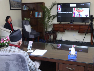 प्रधानमन्त्री  ओलीको स्वास्थ्य समस्या आए पछि भर्चुअलरुपमा गाउँपालिका प्रशासकीय भवनको उद्घाटन